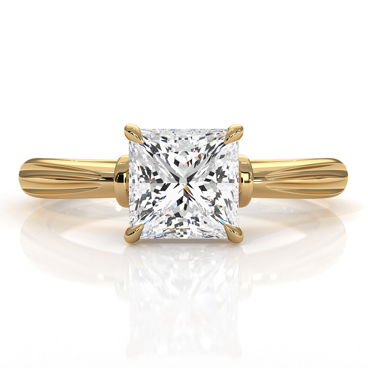 4.2g Ridged Solitaire Prong Set Lab Grown Diamond Engagement Ring IGI Certified 2.6mm 1.00 Ctw.